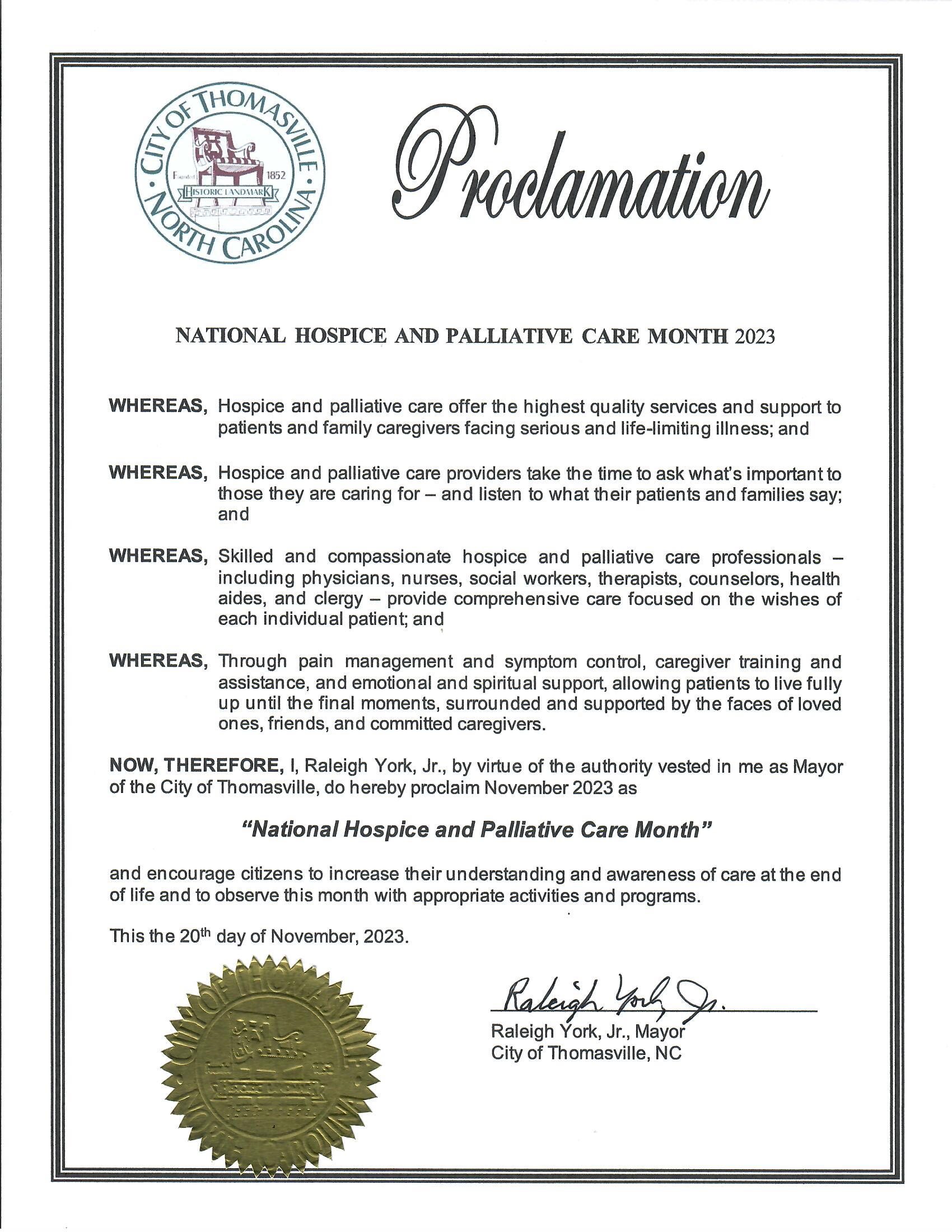 Hospice and Palliative Care Month 2023